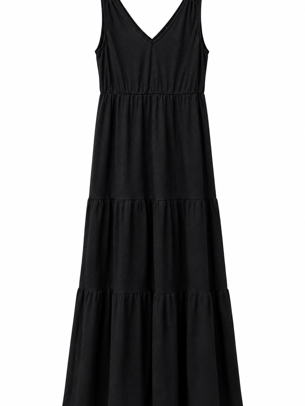 Joe Fresh NWT Black Tiered Maxi Dress V-Neck Size S
